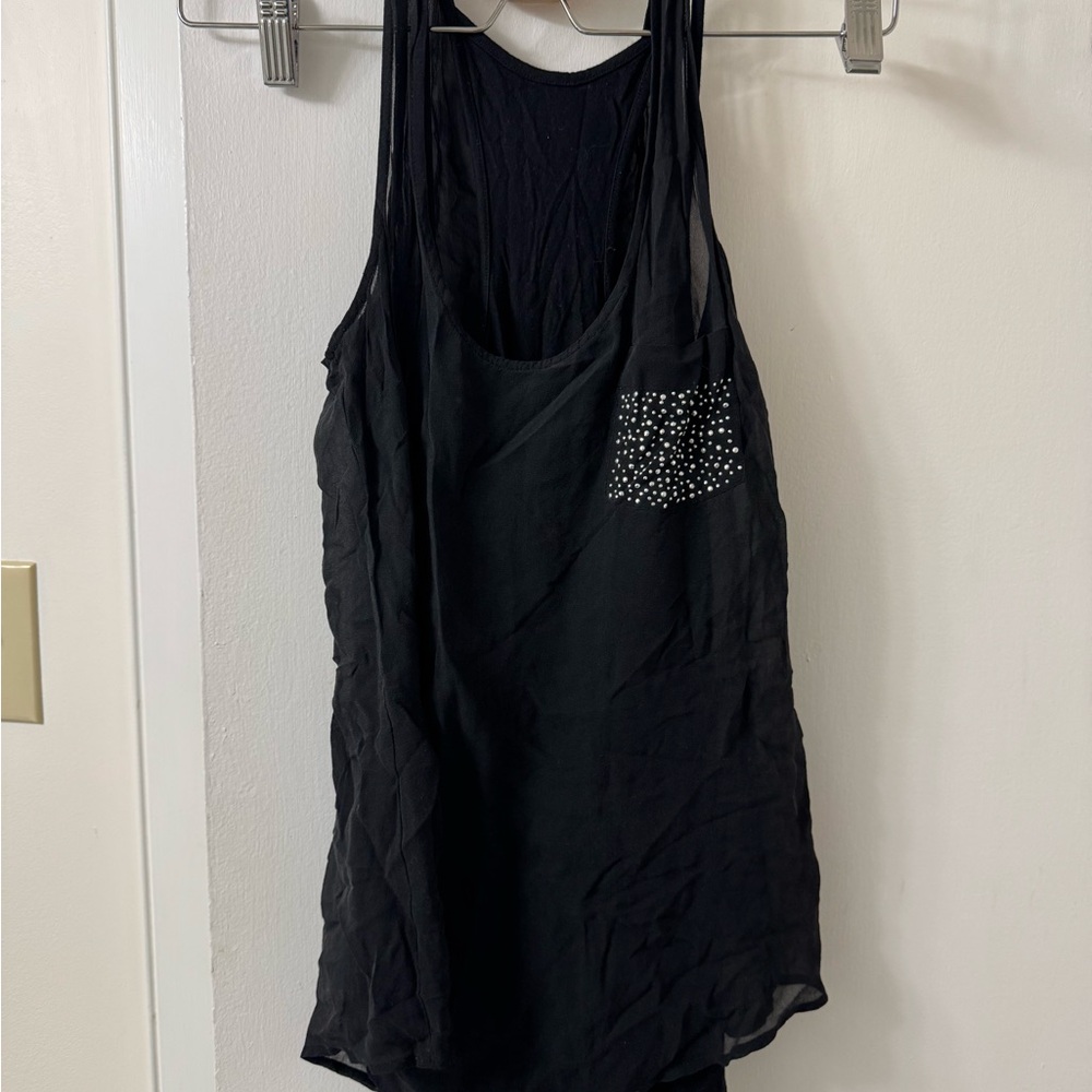 Guess by Marciano Black Tank Top with Studded Pocket